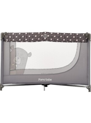 Pamo Babe Portable Enclosed Baby Playpen Crib with Mattress and Carry Bag, Gray