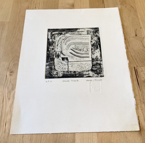 Naomi Policoff Abstract Inside track lithograph Artist sig,Stamp 1920-2020
