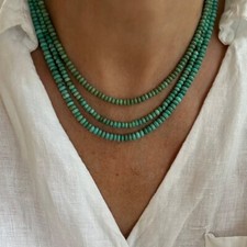 4mm Green Blue Arizona Rondelle Turquoise Thin Choker Necklace, Gift for Her