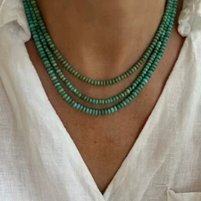 4mm Green Blue Arizona Rondelle Turquoise Thin Choker Necklace, Gift for Her