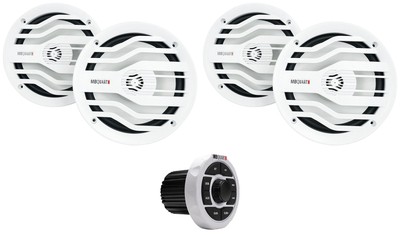 MB Quart GMR-1.5B Marine Receiver w/Bluetooth+4) White MB Quart 6.5'' Speakers