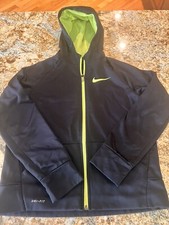 Nike Dri Fit zip Up Hoodie Black And Lime Green Youth L