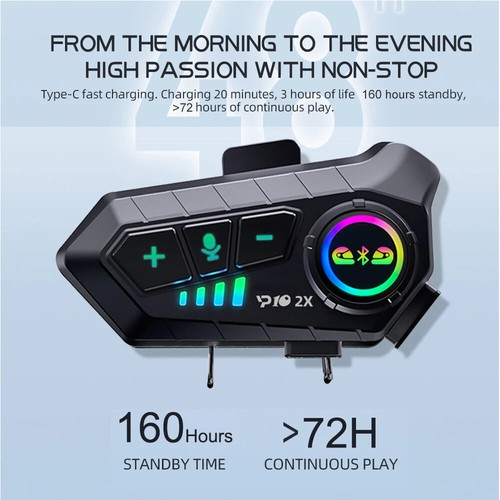 Motorcycle Helmet Bluetooth Intercom Headset Wireless InterphoneIntercomunicador - Foto 4 di 26