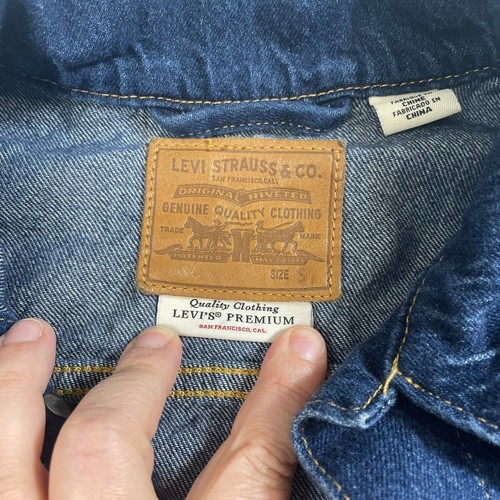 Levis Premium Denim Trucker Jacke Damen S Blau Big E Retro Remake Puffärmel - Bild 3 von 10