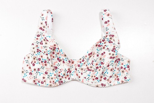 Women's Floral Underwired No Padding Cotton Full Cup Bra Plus Size Comfort Bra - Picture 8 of 14