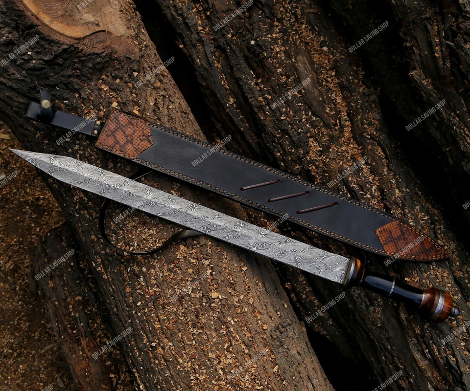 Espada única hecha a mano de acero Damasco gladiador/gladius/romana con funda. Foto 2 de 4