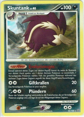 Pokemon Karte Trading Card Game D&P Sturmtief Nr. 26/100 Skuntank deutsch