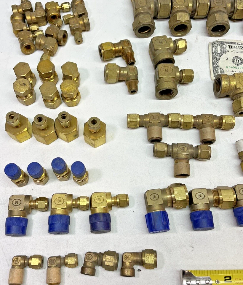 NEW 200+ pcs LARGE LOT GYROLOK HOKE BRASS TUBING TUBE COMPRESSION FITTINGS HR - Image 3 of 4
