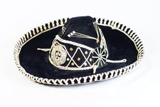 Vintage Mexican Sombrero Hat New Large Black Velvet Sequins As Pictured