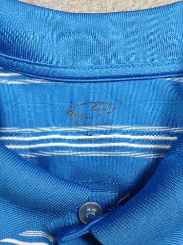 Champion Shirt Mens Large Blue White Striped Golf Polo Shirt Golfing Rugby - Picture 8 of 12