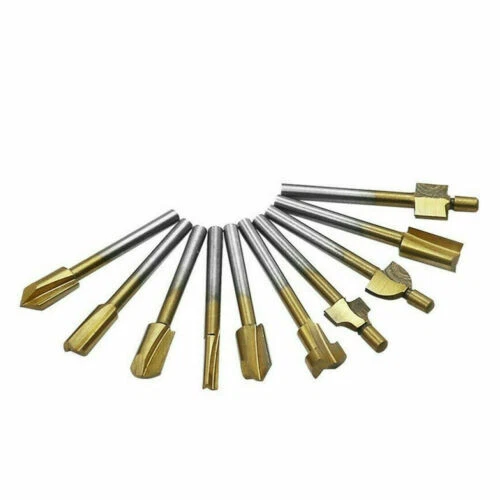 10pcs Dremel Rotary Tool Sets 1/8" 3mm Shank HSS Titanium Router Bits Kit - Image 4 of 4