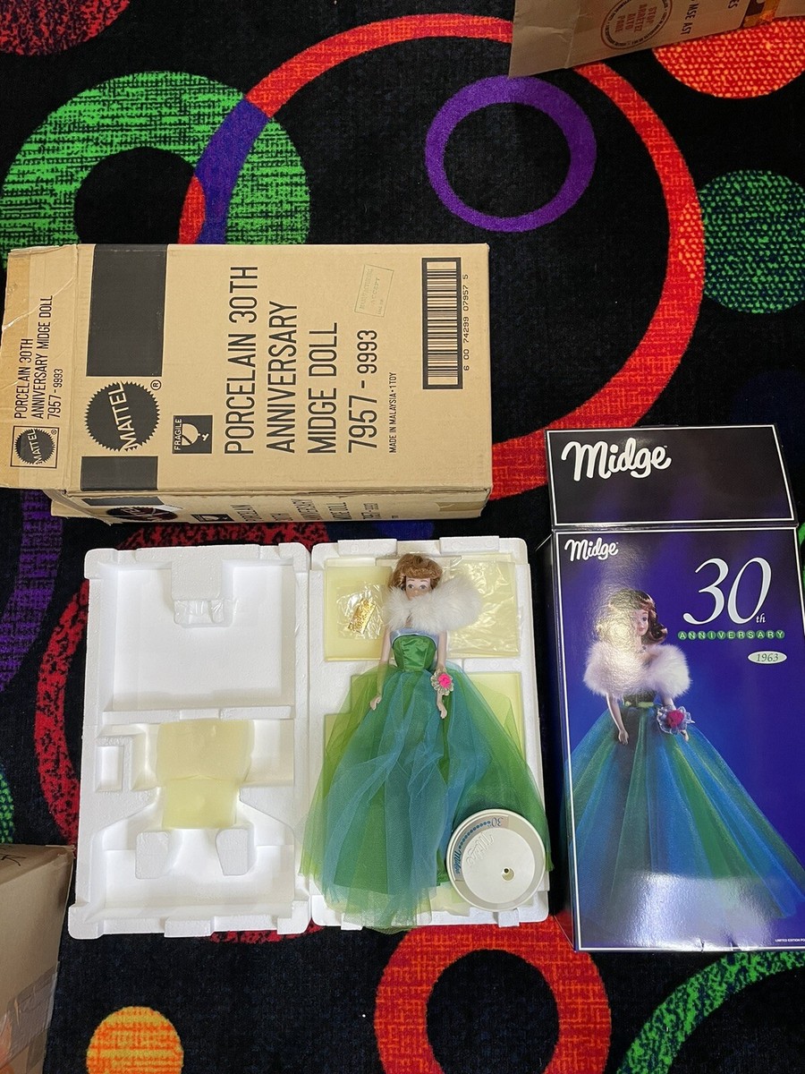 Vtg Barbie Midge 30th Anniversary Porcelain Doll Mattel 7957