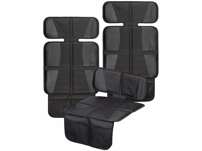 2 couvre-sièges auto Basic Lescars noirs avec poches en filet pour organisation de voiture