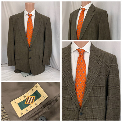 Joseph Abboud Blazer 42L Brown Plaid Wool Nylon 2b 42 L Mint YGI O1-105