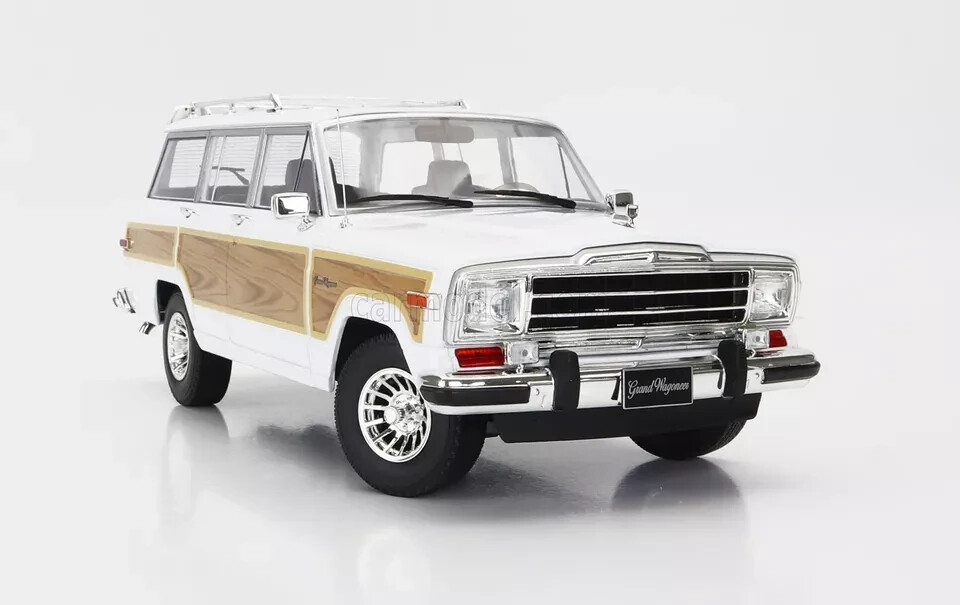 Jeep Grand Wagoneer ミニカー ホワイト/ウッド調　1989 KK SCALE MODELS 1989 Jeep Grand Wagoneer White 1:18*Brand
