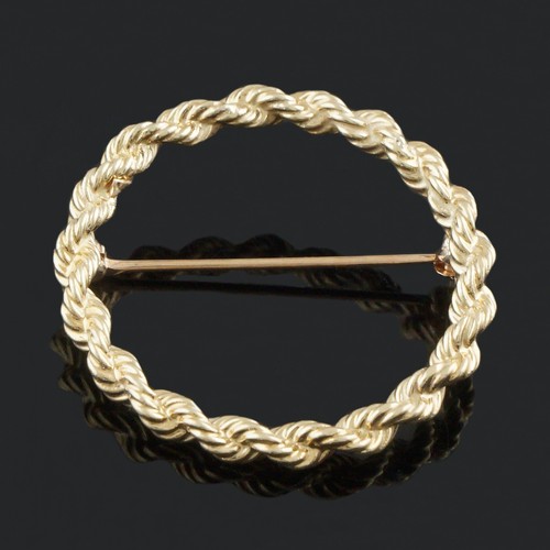 Tiffany & Co. Solid 14K Yellow Gold Twisted Rope Circle 1 1/8" Pin, Brooch - Picture 2 of 7