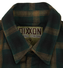 Dixxon Mens Brownells Pearl Snap Flannel Shirt Size XS Green/Brown Long Sleeve
