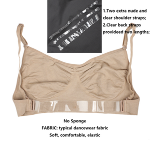 Professional Backless Dance Bra.Includes Free Clear Straps.Nude Flesh
