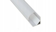 2x 1m Aluminium Profile Corner Channel for LED Strip Light RGB With Milky Cover
