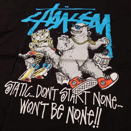 Godzilla Stussy Black Collaboration T-Shirt Men SIze L - Picture 3 of 5