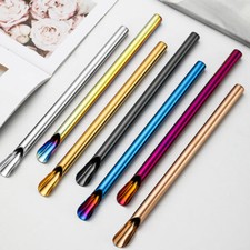 Stainless Creative Steel Drinking Straw Stirring Spoon Reusable Portable  
