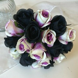 Silk Wedding Bouquet Black Ivory Purple Bouquets Artificial Flowers Rose Flower Ebay