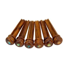 6pcs Rosewood Guitar Bridge Pins Inlaid Abalone Dot Acoustic Guitar Parts yel...