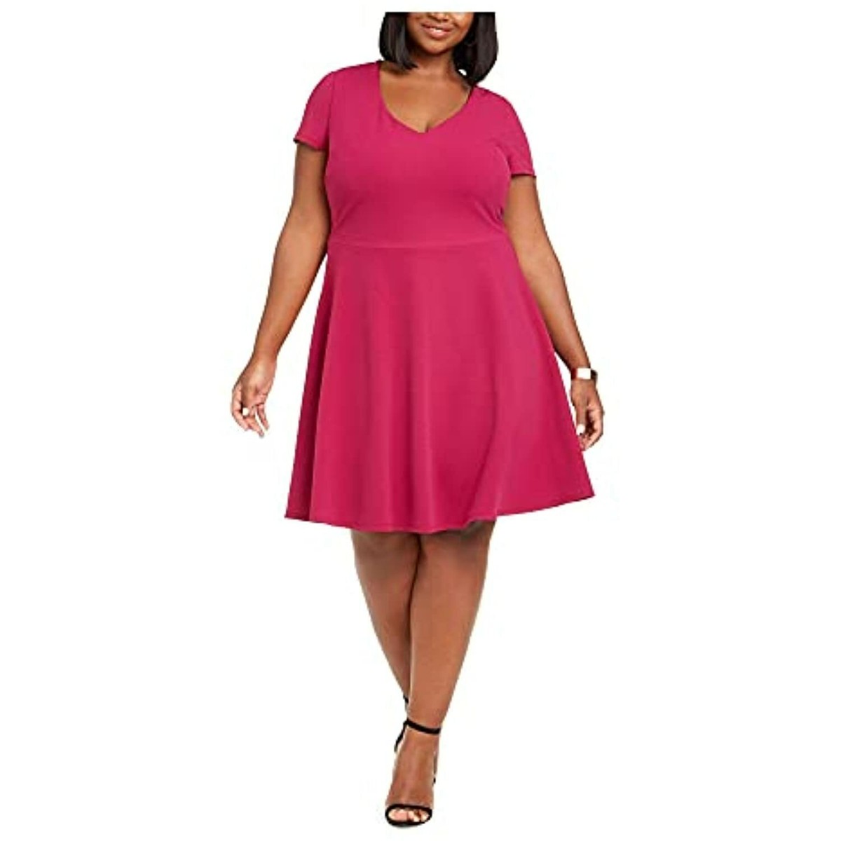 B. Darlin Womens Juniors Plus Tie Back Fit & Flare Dress Purple 18w