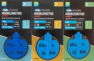 PRESTON Revalution N-20 N-30 N-50 Hooklengths / Feeder-Vorfach 1m 10 Stück
