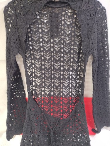 Nasty Gal / Crochet Knitted Open Back Black Mini Dress - Picture 18 of 18