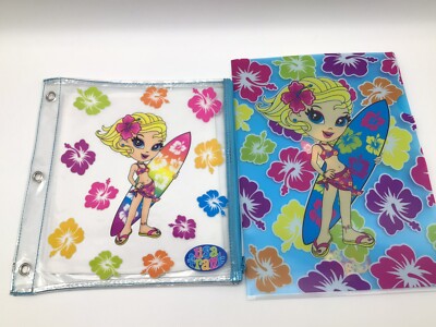 Lisa Frank Surfer Girl Hibiscus Flowers Surf Board Plastic Sleeve Lg Pencil  Bag - Main Image