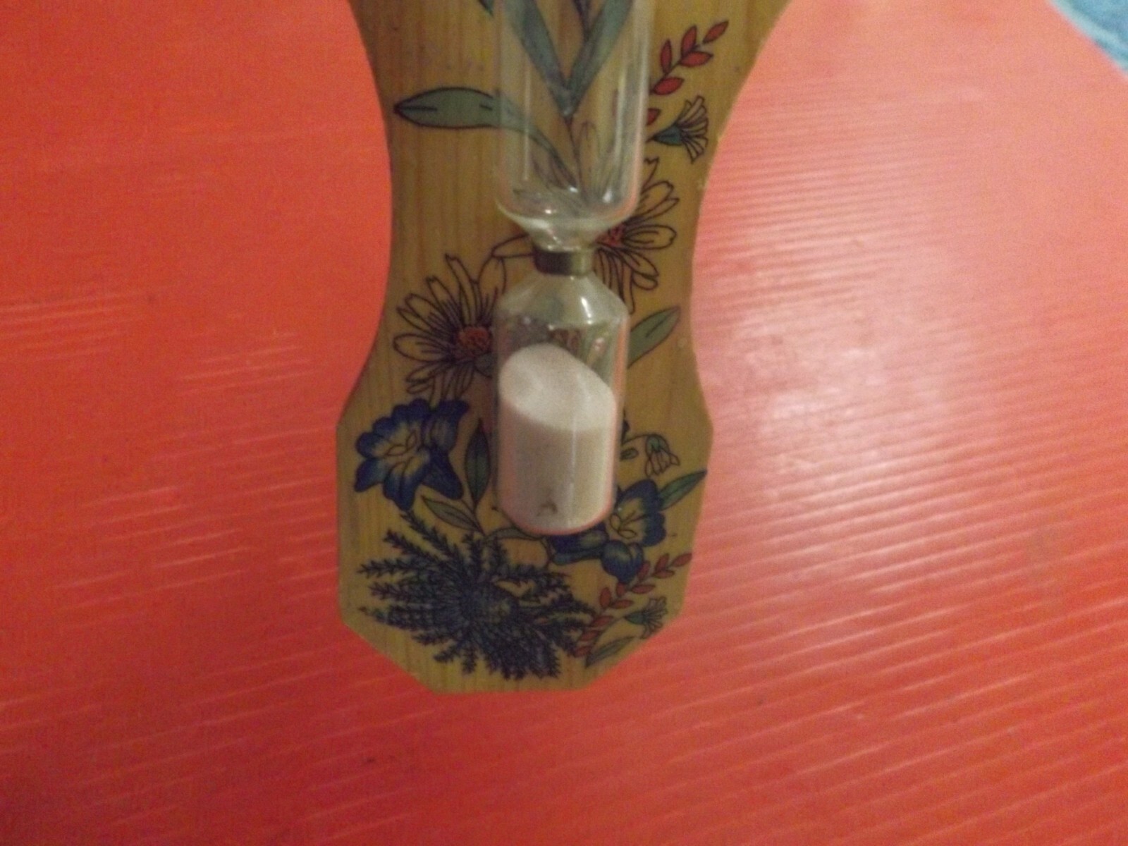 Sand Clock 3 Min Sandglass on the wooden base w/oil paint Gift idea.Wall hanging