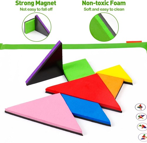 Travel Tangram Puzzle With 2 Set Magnetic Pattern Blocks Road Trip Games Educ... - Picture 3 of 7