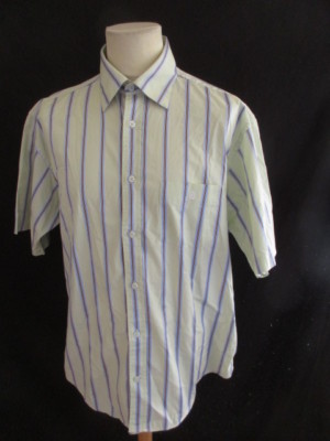 Chemise Serge Blanco - Taille XL/XXL - Blanc Bleu - 100% Coton - Occasion Très Bon état - Pour Homme