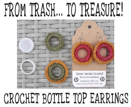 Wholesale Plastic Bottle Cap Crochet Circle Boho Earrings Eco-friendly - Picture 2 of 6
