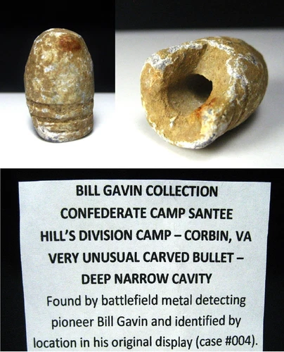 Camp Santee Corbin VA CS 1862 Camp Civil War Relic Dug Bill Gavin Carved Bullet