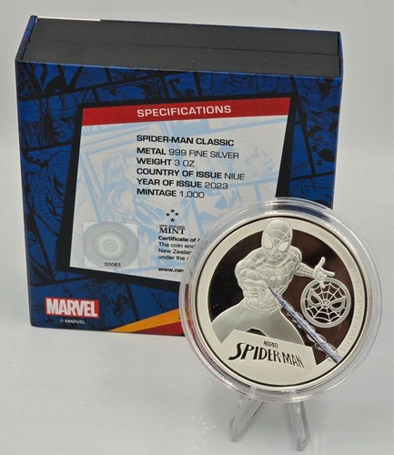 SPIDERMAN Marvel Classic Superheroes 3 Oz Silver Coin Niue 2023 - Picture 2 of 5
