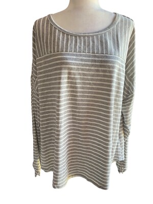 Weekend Blouse Suzanne Betro Womens Top Tunic Shirt Size 2X Striped Retails $66