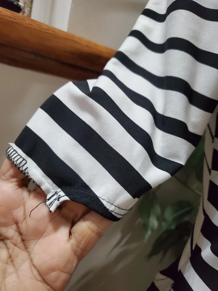 Va Va Voom Women Black & White Polyester Boat Neck Half Sleeve Long Maxi Dress S - Image 4 of 4