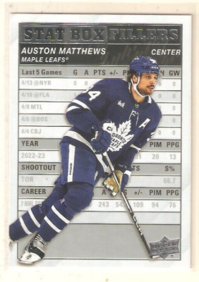 Auston Matthews 2023-24 Upper Deck Series 1 Stat Box Fillers #24 Maple Leafs