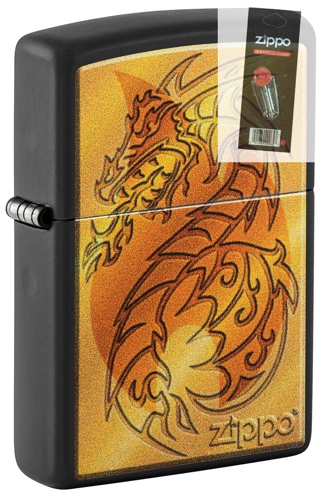 Zippo 48364 Flame and Dragon Black Matte Windproof Lighter +