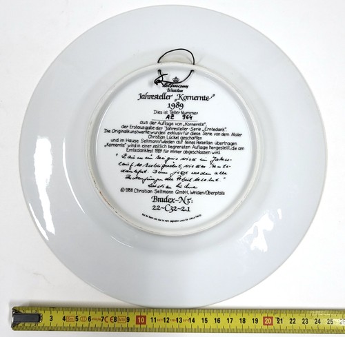 Vintage Porcelain Jahresteller Corn Harvest 1989 Christian Lückel Plate AY485 - Picture 3 of 3