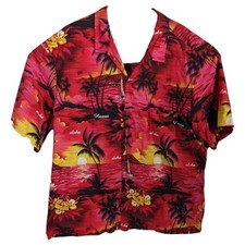 Mens 4XL Red Hawaiian Shirt Sunset Palm Made in Hawaii USA XXXXL Royal Creations