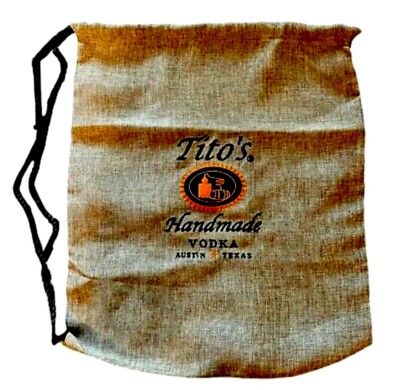 New Tito's Handmade Vodka Austin Texas Bagpack Draw String Cinch Canvas Bag NOS