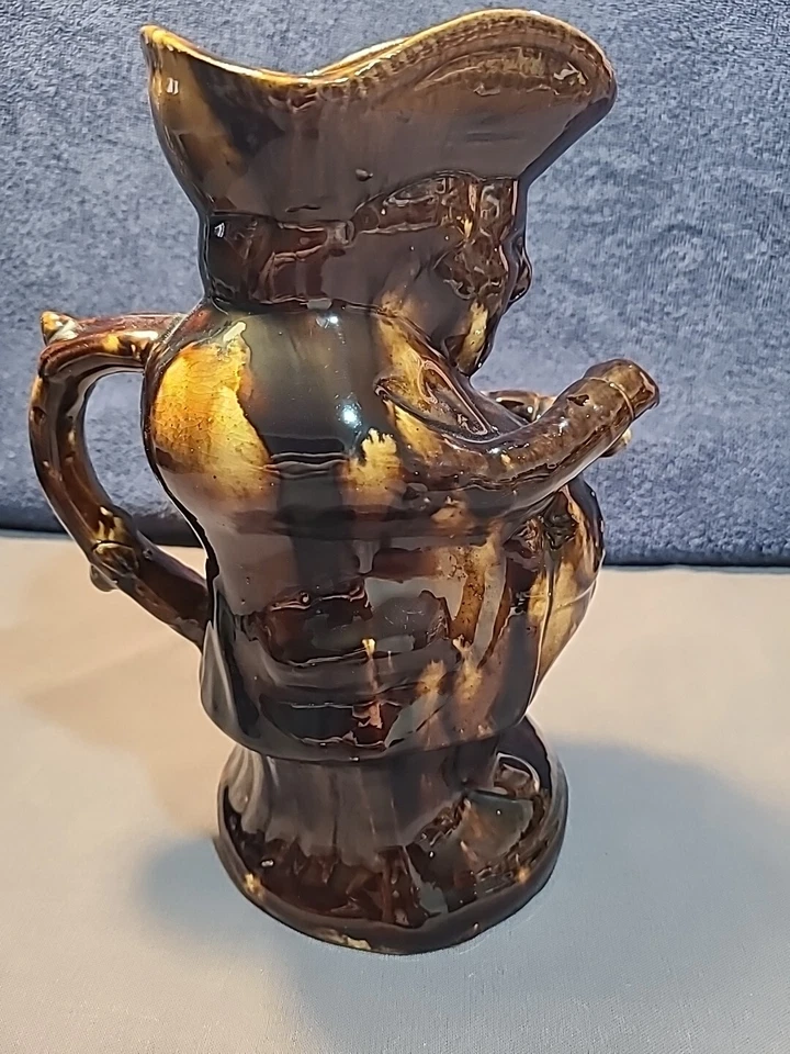 Jarra grande Yellow Ware Rockingham Glaze Snuff Taker 10", taza Toby, Foto 4 de 4