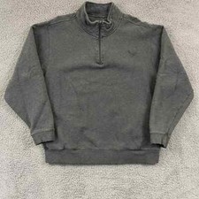 LL Bean Sweater Mens Large Gray Quarter Zip Fleece Outdoors Pullover Outdoor