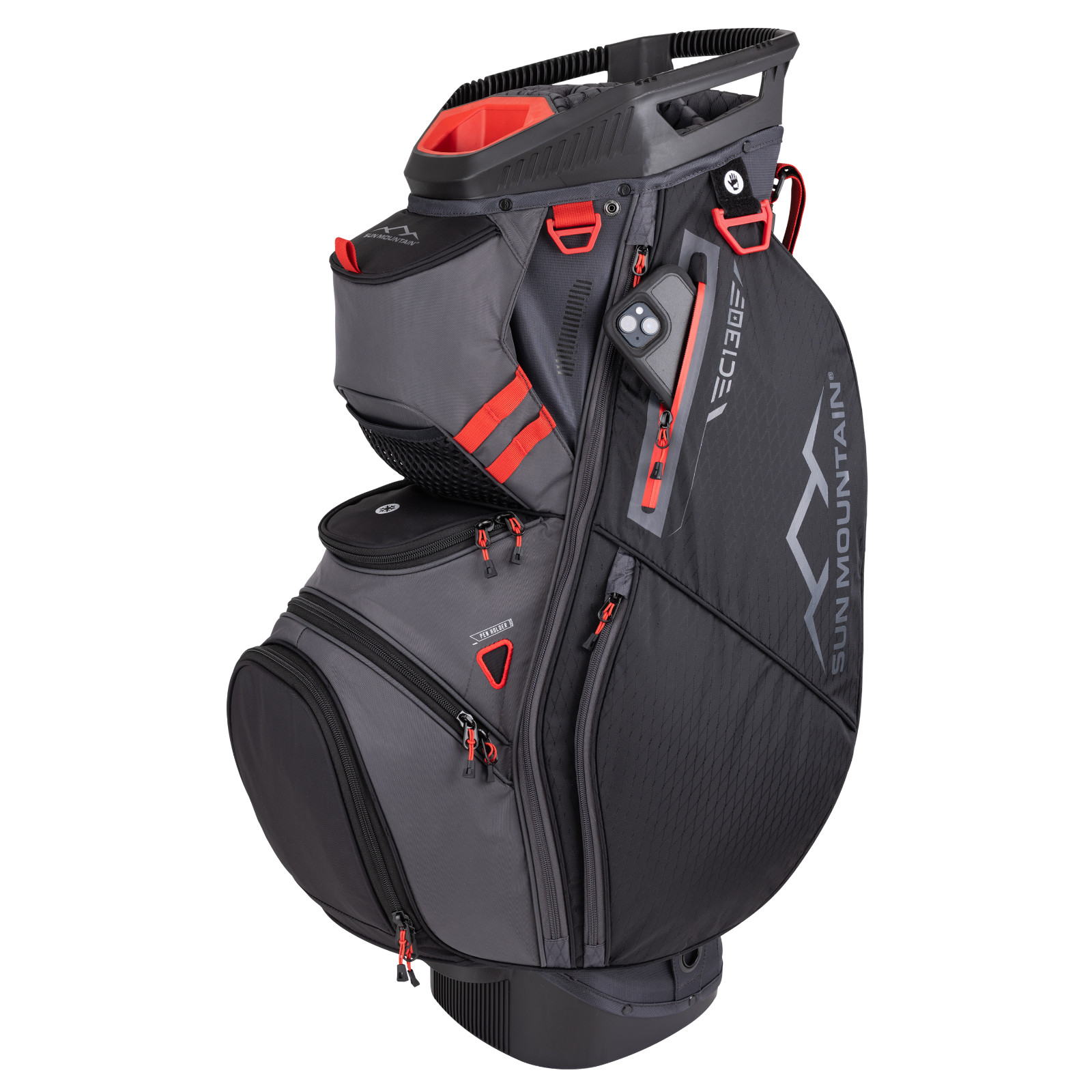 Sun Mountain 2025 C-130 14-Way Golf Cart Bag – Steel Black Red