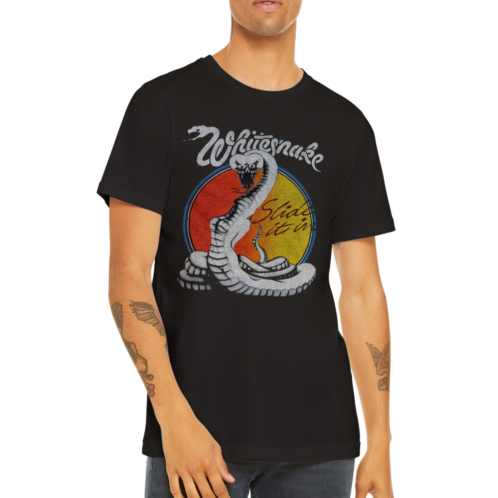 Camiseta Whitesnake Slide It In European Tour 1984 Premium Unisex Cuello Redondo