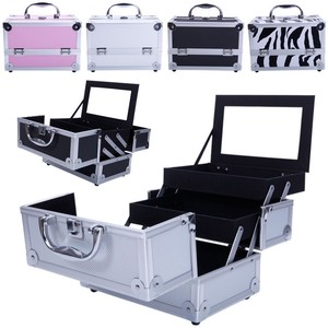 Aluminum-Makeup-Train-Jewelry-Storage-Box-Cosmetic-Lockable-Case-Organizer-US