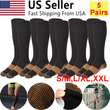5 Pairs Medical Grade Compression Socks 20-30 mmHg Knee High for Women Men S-XXL